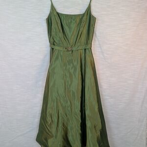 Steppin' Out Green Pleated Sundress with Spaghetti Straps